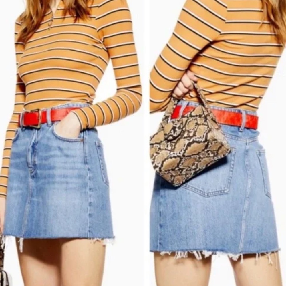 TOPSHOP Denim Skirt High Waist Jean Skirt Size 10